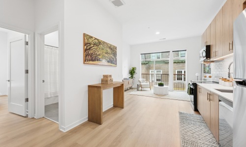 Expansive living and kitchen area